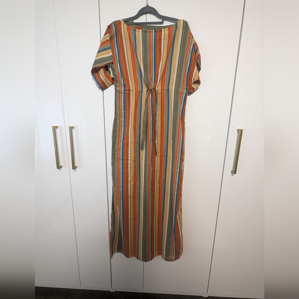 Striped Dress with Tie/Cinching at Waist